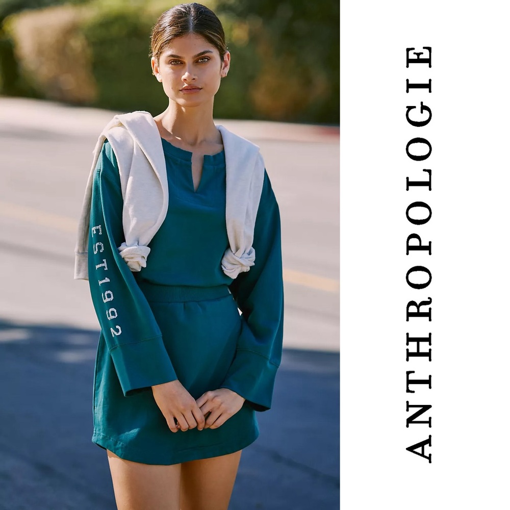 Anthropologie Long-Sleeve Graphic Mini Dress